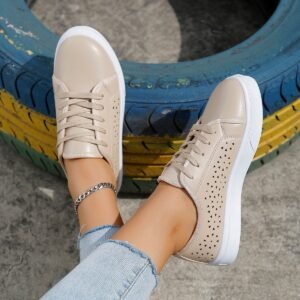 41fe572d-c865-4f44-9337-30be10dbfa27.jpg Cutout Flat Shoes Lace-up Hollow Out Walking Shoes For Women Loafers