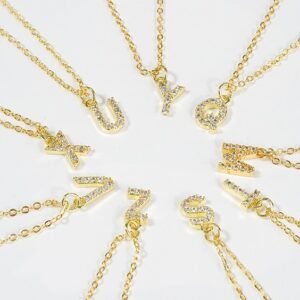 English Letter Necklace Micro Inlaid Zircon Plated 18K