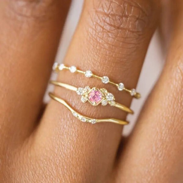 Three-piece Ring Set Sweet Ring Female