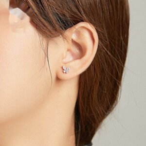 Sterling Silver Clover Butterfly Studs