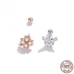 Sterling Silver Clover Butterfly Studs