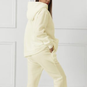 Women's Fashionable Casual Solid Color Long Sleeved Sweatshirt Set