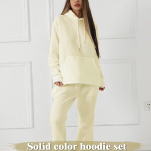 Women's Fashionable Casual Solid Color Long Sleeved Sweatshirt Set