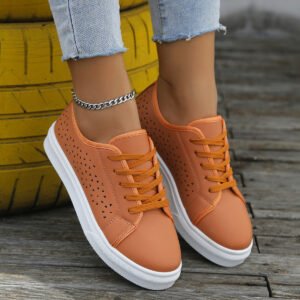 8746a535-c9b6-46b2-9399-64b52d580332.jpg Cutout Flat Shoes Lace-up Hollow Out Walking Shoes For Women Loafers