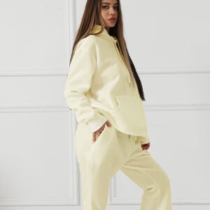 Women's Fashionable Casual Solid Color Long Sleeved Sweatshirt Set