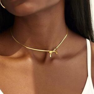 Bow Necklace And Earrings Suite Women