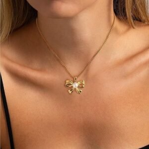 Bow Necklace And Earrings Suite Women