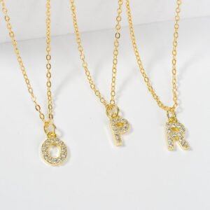 English Letter Necklace Micro Inlaid Zircon Plated 18K