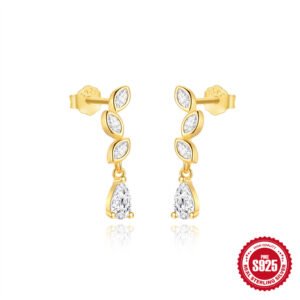 Sterling Silver Super Shiny Water Drop Diamond Butterfly Tassel Earrings