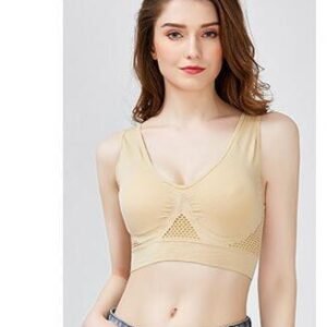 Plus Size No Steel Ring Sports Bra with Hollow Vent Holes for Yoga & Running