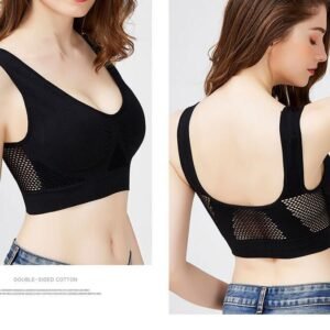 Plus Size No Steel Ring Sports Bra with Hollow Vent Holes for Yoga & Running