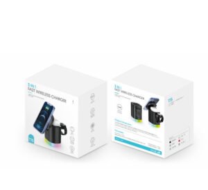 3 In 1 Magnetic Wireless Fast Charger For Smart Phone RGB Ambient Light Charging Station For Airpods IWatch