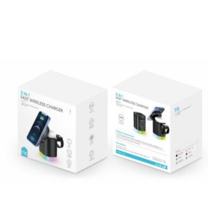 3 In 1 Magnetic Wireless Fast Charger For Smart Phone RGB Ambient Light Charging Station For Airpods IWatch