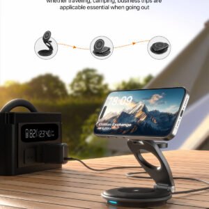 3-in-1 Wireless MagSafe Travel Charger Station - Foldable 30W Magnetic Charger for Multiple Devices
