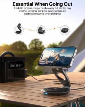 3-in-1 Wireless MagSafe Travel Charger Station - Foldable 30W Magnetic Charger for Multiple Devices