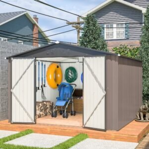 Patiowell Outdoor Storage Metal Shed with Sloping Roof and Double Lockable Door