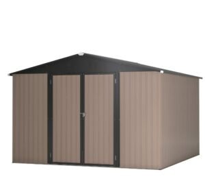 Patiowell Outdoor Storage Metal Shed with Sloping Roof and Double Lockable Door