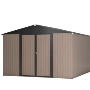 Patiowell Outdoor Storage Metal Shed with Sloping Roof and Double Lockable Door