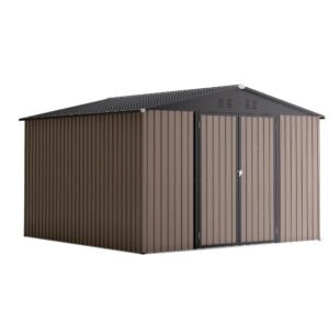 Patiowell Outdoor Storage Metal Shed with Sloping Roof and Double Lockable Door