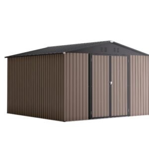 Patiowell Outdoor Storage Metal Shed with Sloping Roof and Double Lockable Door