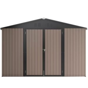 Patiowell Outdoor Storage Metal Shed with Sloping Roof and Double Lockable Door