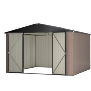 Patiowell Outdoor Storage Metal Shed with Sloping Roof and Double Lockable Door