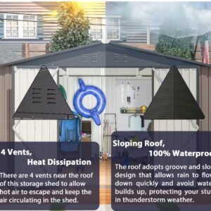 Patiowell Outdoor Storage Metal Shed with Sloping Roof and Double Lockable Door
