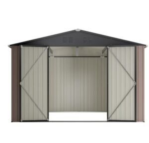 Patiowell Outdoor Storage Metal Shed with Sloping Roof and Double Lockable Door
