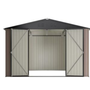 Patiowell Outdoor Storage Metal Shed with Sloping Roof and Double Lockable Door