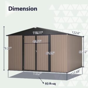 Patiowell Outdoor Storage Metal Shed with Sloping Roof and Double Lockable Door