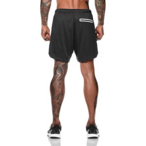 Mens Sports Running Shorts Gym Training Fitness Bottoms Double Layer With Pocket