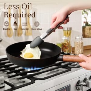 Ceramic Cookware Sets 15 Pcs, Healthy Pots And Pans Set Non Stick, Induction Kitchen Cooking Set With Removable Handles, Stackable Pots Pans, Oven Safe, PFOA,PFOS Free, Black