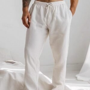 Summer Men's Pants Elastic Waist Breathable Trousers
