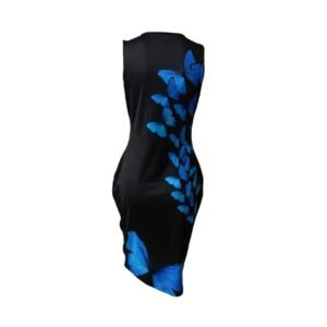 5244b5c1-977a-4d19-b872-c4eab87060a2.jpg Ladies' Round Neck Butterfly Print Slimming Dress