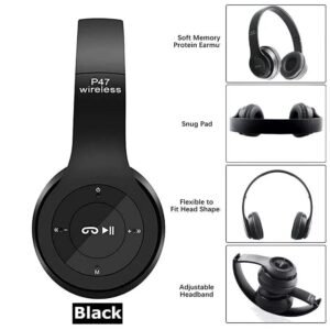 P47 Foldable Wireless Bluetooth Stereo FM Over Ear Headphones