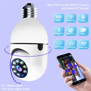 1080P WiFi Bulb Camera with 4X Zoom - E27 Home Security & 5G Alarm Monitor