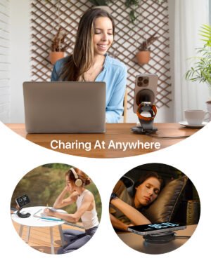 3-in-1 Wireless MagSafe Travel Charger Station - Foldable 30W Magnetic Charger for Multiple Devices