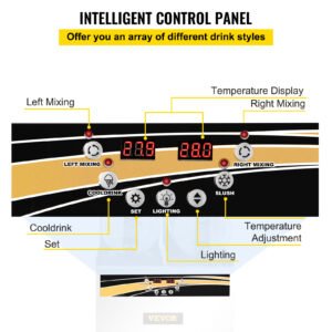 VEVOR Margarita Machine, 15Lx2 Tank Commercial Slushy Machine, Slushie Machine Commercial Margarita Maker, Smoothie Drink Maker For Supermarkets Cafes Restaurants Bars Home Use