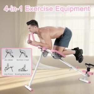 4-in-1 Ab Workout Exercise Equipment Rowing Machine Leg Press Machine Ab Glider Machine Roman Chair Fitness Equipment For Ab Workout Core Strength Training