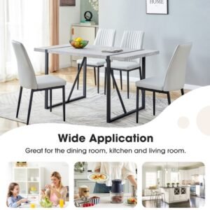 Modern Dining Table, 55 Inch Kitchen Table For 4 People, Rectangular Dinner Table For Dining Room, Home Office, Living Room Furniture, Easy Assembly,