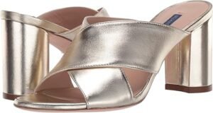 Stuart Weitzman Women's GALENE Sandal, Platino Metallic Nappa, 9.5 Medium US