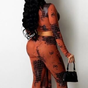 Stylish Ladies' Scale Printed Autumn Winter Pants Set - Trendy Fashion for Women