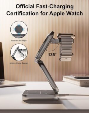 A Magnetic - Compatible Wireless Charger That Is Multifunctional, Portable, Foldable, Magnetic - Stand - Type, And Suitable For Apple Products With Adapter