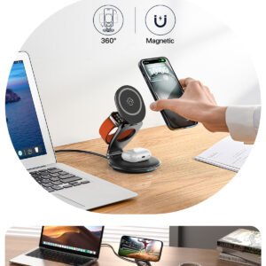 3-in-1 Wireless MagSafe Travel Charger Station - Foldable 30W Magnetic Charger for Multiple Devices