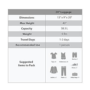 Rockland Melbourne Hardside Expandable Spinner Wheel Luggage, Black, Carry-On 20-Inch