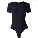 Women's Second-Skin Feel Crew Neck Bodysuit - Recycled Shapewear T-Shirt Tops with USA Warehouse Shipping