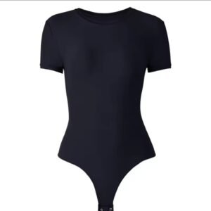 Women's Second-Skin Feel Crew Neck Bodysuit - Recycled Shapewear T-Shirt Tops with USA Warehouse Shipping