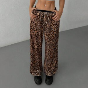 Women's Clothes Casual Pants Loose Drooping Leopard Print Trousers