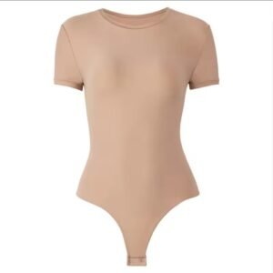 Women's Second-Skin Feel Crew Neck Bodysuit - Recycled Shapewear T-Shirt Tops with USA Warehouse Shipping