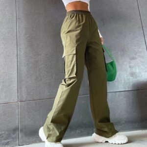 Beltless Trousers High Waist Wide Leg Straight